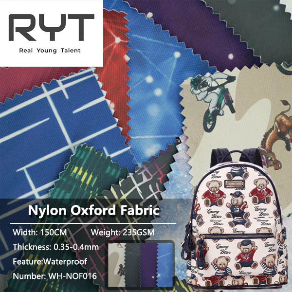 100% Nylon Printing Coating Waterproof Durable Fabric For Backpack 0.35-0.4mm